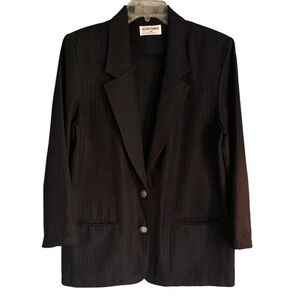 Vintage Alfred Dunner Womens Size 12 Black Pin Stripe Blazer Business Casual